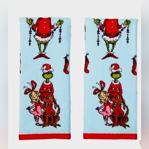 New Christmas dr Seuss The Grinch 2pk Hand Towel, 15' x 25',  blue, 100% cotton